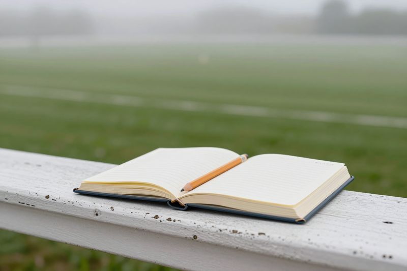 Illustration: A notebook on a racecourse rail